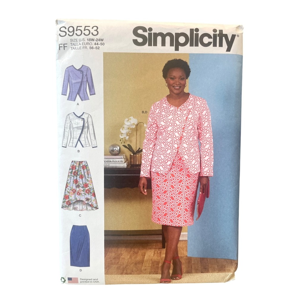 Simplicity S9553 Women's Jacket Skirt Suit Plus Size 18W-24W Modern